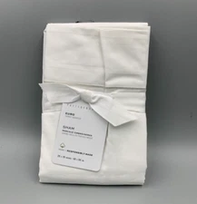 Pottery Barn Grand Organic Percale Embroidered Sham White Euro #4829A