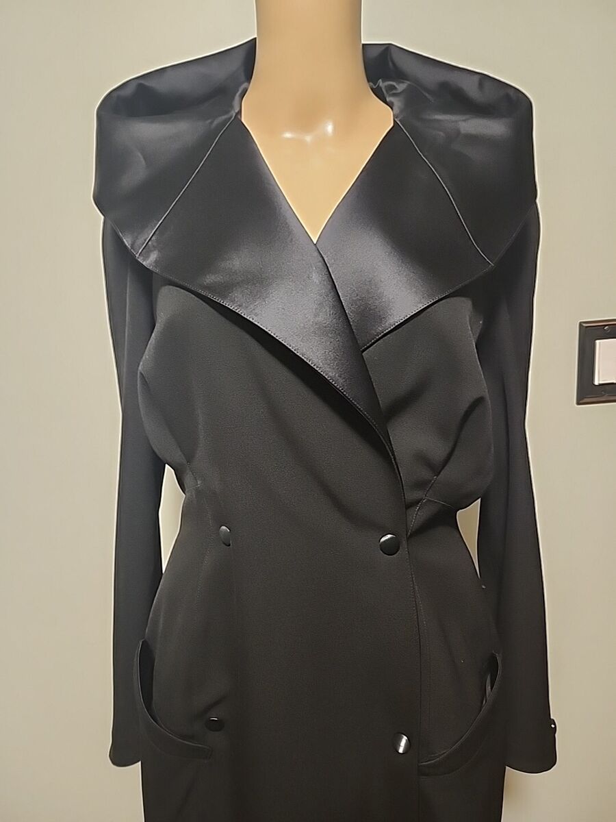Thierry Mugler Vintage Women's Black Wool Hooded Coat Jacket Thierry Mugler Vintage Women's Black Wool Hooded Coat Jacket