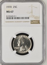 1970 25C Washington quarto di dollaro NGC MS67 8159640-011