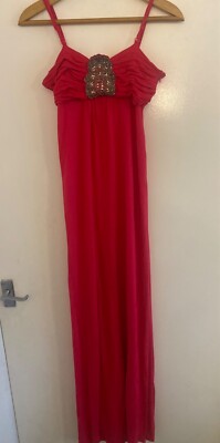 MONSOON MAXI DRESS Size 10 Stunning Pink Long Summer Dress Removable Straps
