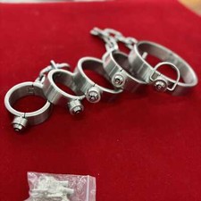 Heavy Duty Stainless Steel Bondage Press Lock Collar Handcuffs Ankle Cuffs BDSM