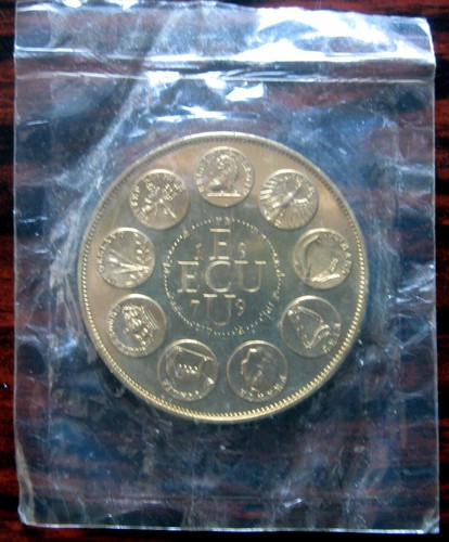 FRANCE - ECU COINAGE 1979 X# 33a, EUROPA GILT BRONZE COIN - Picture 2 of 2