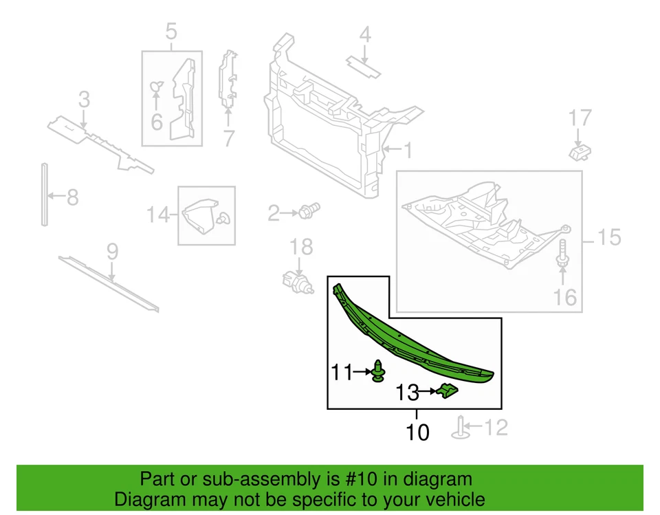 Deflector de aire de soporte de radiador genuino Lincoln MKT 2010-2019 AE9Z-8327-D Foto 4 de 4