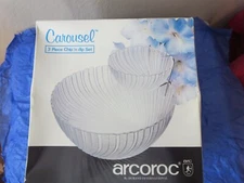 Vintage Carousel 3 Piece Chip and Dip Bowls made by Arcoroc new