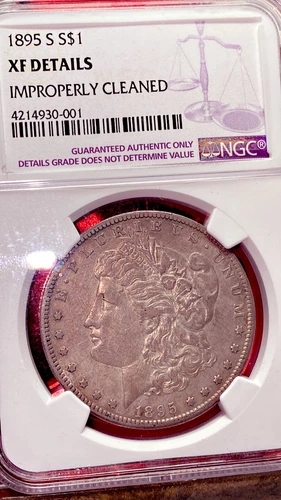 1895 S Morgan Silver Dollar, NGC XF Details, cleaned, San Francisco, Rare Coin