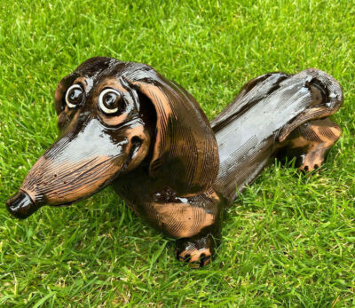 Dackel Dachshund Hund Jäger Keramik Gartendeko Deko Gartenstecker Handarbeit