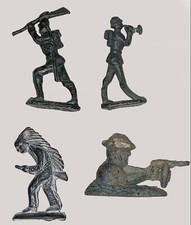 Vintage Cast Iron Lead Metal Toy Soldiers Army, Indian, WW1, WW2, 2" Lot of 4