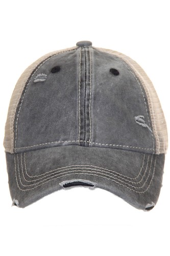 C.C Damen Washed Denim Criss Cross Gummiband Mesh Pferdeschwanz Mesh Pony Cap - Bild 177 von 248