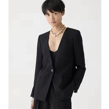 J. Crew Alfie Collarless Blazer in City Crepe Black Size 6 NWT