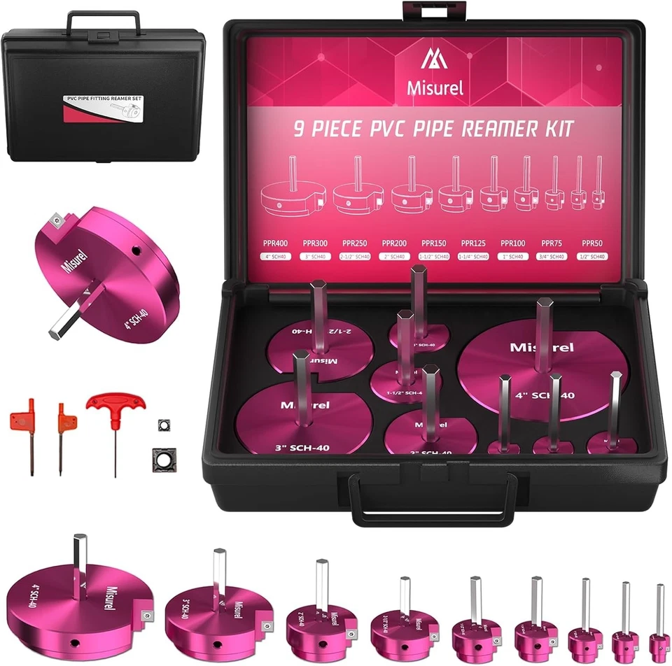 9-Piece PVC Pipe Reamer Kit with Carbide Inserts - Image 3 of 4