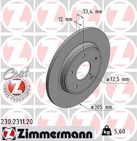 2X Zimmermann Bremsscheibe Hinterachse U.A. FüR Chrysler, Dodge, Fiat, VW