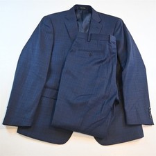 Calvin Klein 44R 36x32 Blue Check 100 Wool Mens Jacket Pants Suit