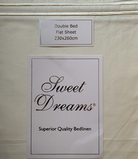 THE SALE Pure Cotton Cream 330 Thread Count Double Flat Sheet + 2 P'Cases SET
