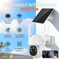 Security Camera with Solar Power, AI Detection, Sound And Light Alarms