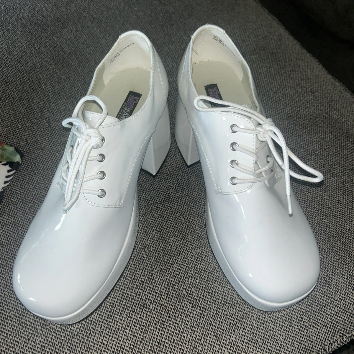 Funtasma Pleaser Jazz Disco White Patent Leather Platform Oxford Shoes. Pleaser Funtasma 70S Disco Dance Jazz Era Blucher Block  main image 2