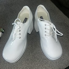 JAZZ02/W Men's Classic Retro 70's Disco White Patent Platform Pimp Shoes Sz M