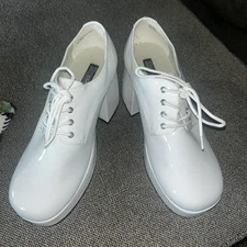 JAZZ02/W Men's Classic Retro 70's Disco White Patent Platform Pimp Shoes Sz M