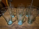 Vintage 6 Green Pebbled Glass Coca-Cola Tumblers Glasses by Indiana Glass #6316