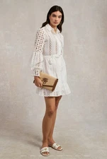 Holland Cooper Broderie Lace Dress White UK 10 RRP £229