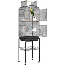 Bird Cage Open Play Top Parrot Cage Budgie Cage w/ Stand for Cockatiel Parakeet