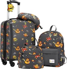 COOLIFE 5tlg Kinderkoffer mit Rucksack, Kindertrolley aus Kunststoff