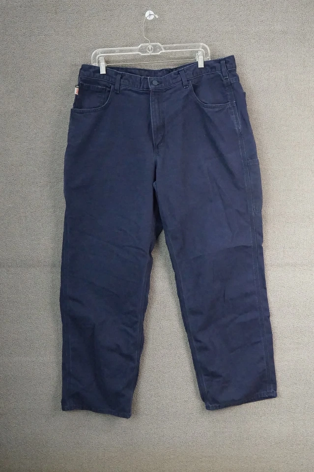 Carhartt FRB159-DNY Flame Resistant Midweight Canvas Work Pants Men's 38x30 Blue - Image 2 of 4