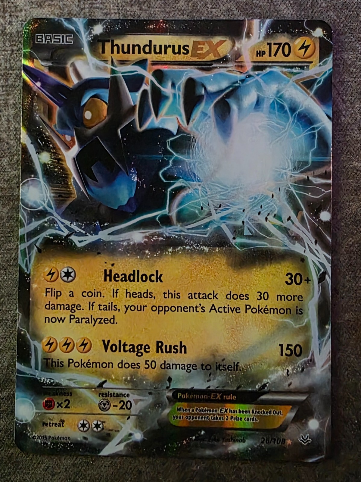 Thundurus EX 26/108 Holo EX Rare Roaring Skies Pokemon