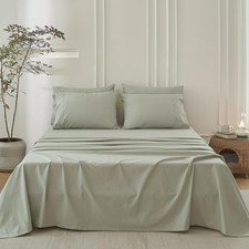 Sage Green King Size Bedding Set - 100 Washed Cotton with Deep Pockets
