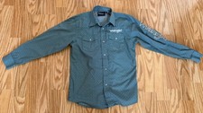 Wrangler Youth Boy's Turquoise Logo Western Snap Shirt - Preowned