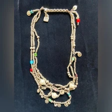 UNOde50 asymmetrical LAYERED FAUX PEARL GLASS BEAD festoon STATEMENT NECKLACE