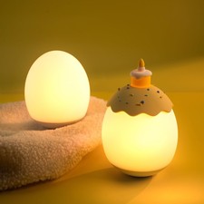 Silicone Night Light for Kids, Egg Baby Nursery Night Lamp with 3-Level Dimmi...