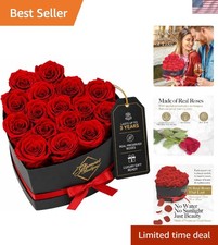 Artful Arrangement: 16 Preserved Red Roses in Heart Box - 3- Elegance