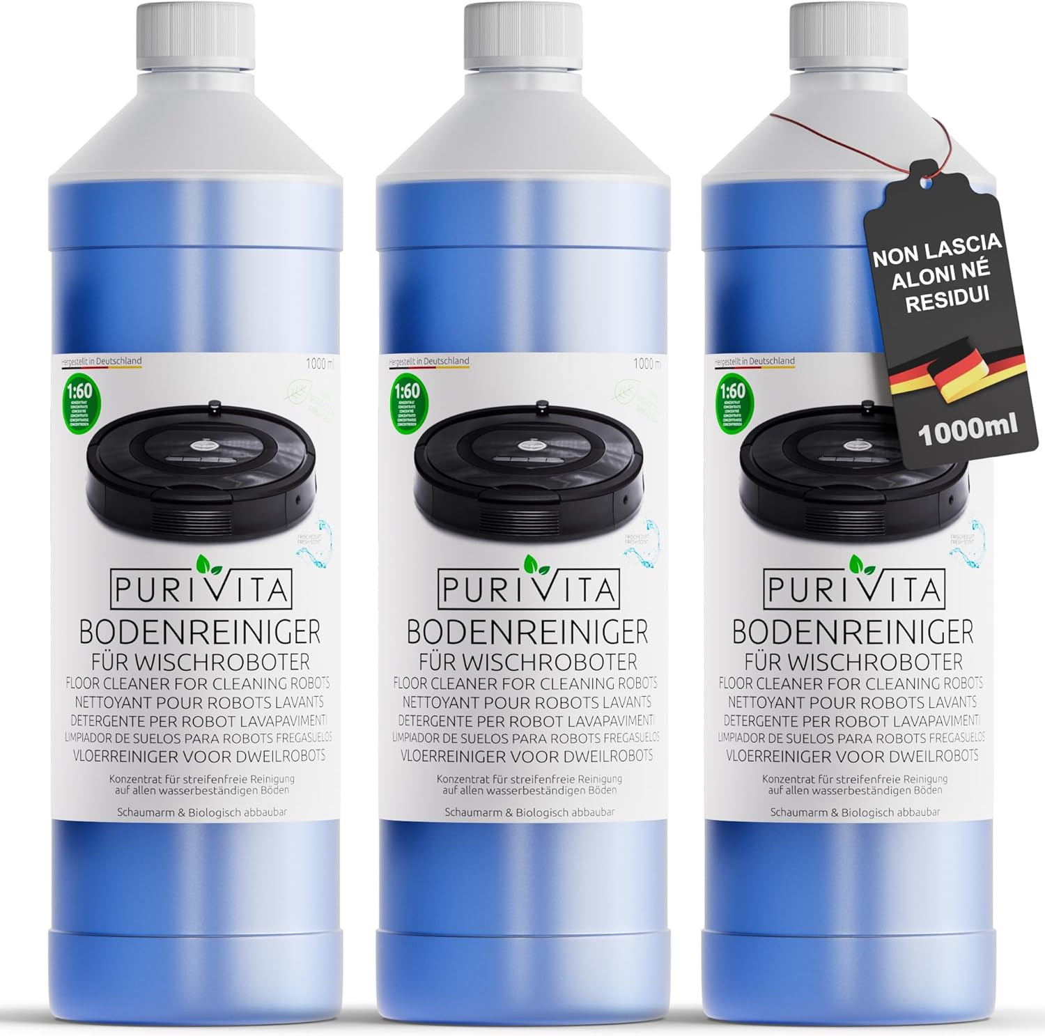 ® Detergente per Robot Lavapavimenti [3X1L] - Detersivo Lava Pavimenti Robot - L