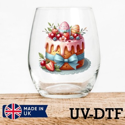 Ostereier Kuchen 8 Stück UV DTF Aufkleber - Glas Laptop Becher Tasse le649