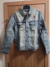 Nwt Distressed CONCAT DENIM JACKET MEN’s Small by EMBELLISH Msrp $165