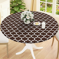Round Picnic Tablecloth, Waterproof Elastic Fitted Table Covers for 45" - 56" Ta