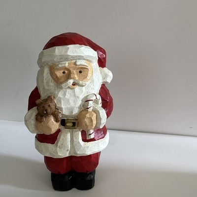 Large Vintage Christmas Santa Carved Look 10'' Teddy Bear Candy Cane