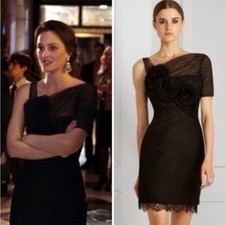 Abito da cocktail BCBG Blair Waldorf Gossip Girl BCBG nero rosetta vacanza taglia 12