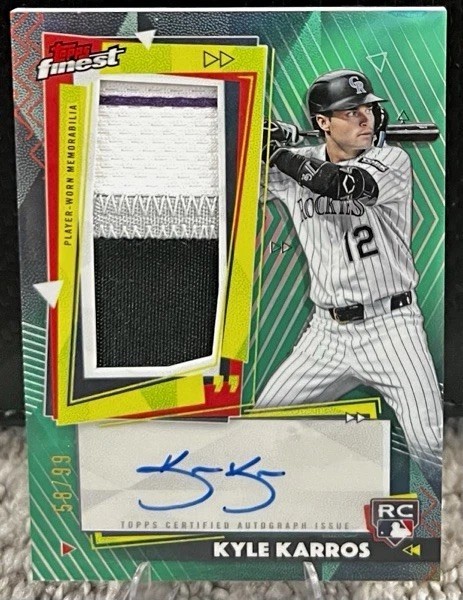 Topps Finest 2026 Kyle Karros RC Auto Relic Colorado Rockies #RPA-KK / 99