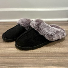 Women s Black Mule Slip-On Slippers Purple Fa...