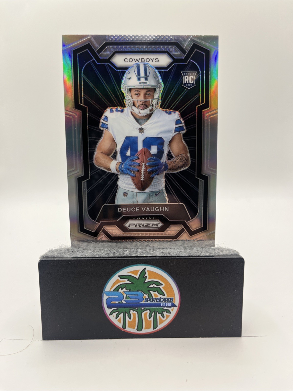 2023 Panini Prizm #342 Deuce Vaughn Rookie Variations Prizms Silver