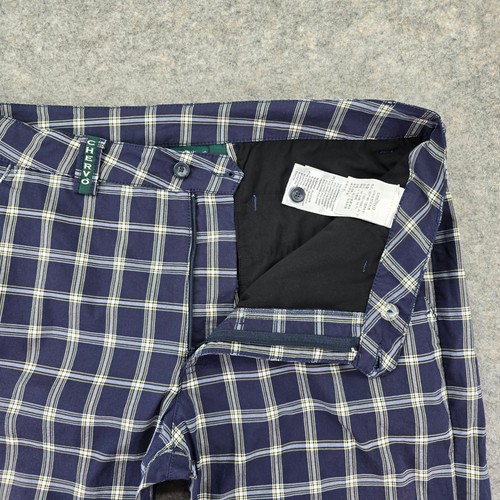 Chervo Plaid Golf Pants Flat Front Blue White Yellow Checkered Mens 36x33 - Picture 5 of 19