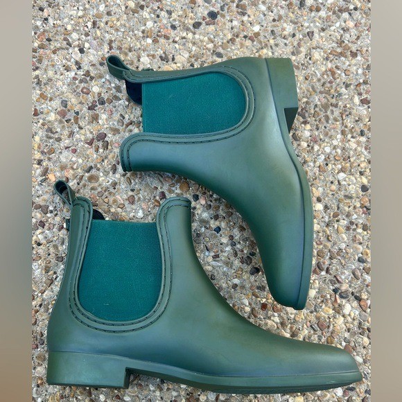 Catherine Catherine Malandrino Green Rain Boots Chelsea Ankle Matte Rubber 39