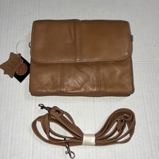 Crossbody adjustable strap purse bag Tan leather