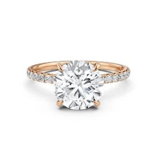 Women Round Diamond Engagement Ring Rose Gold CVD Lab Created IGI E-VVS2 2.48ctw