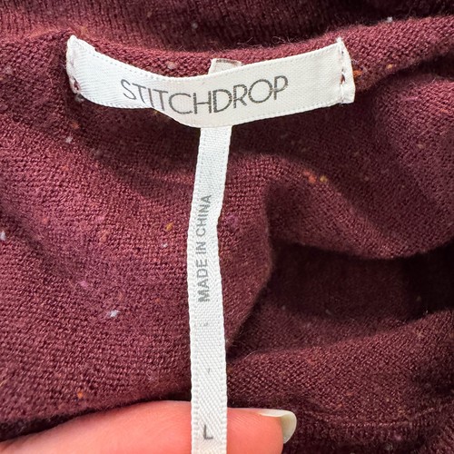 Stitchdrop Knit Tie Waist Cowl Neck Sweater Dress Burgundy Fall Winter Sz L NWT - Picture 8 of 11