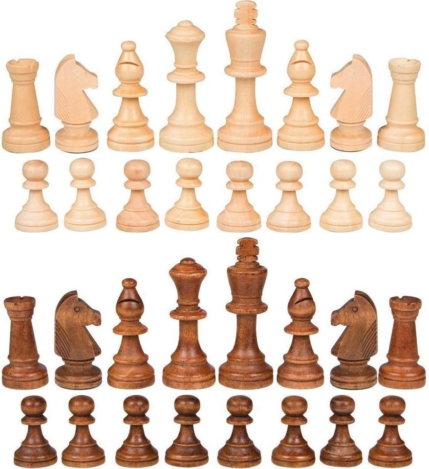 2 in 1 Chess Pieces Wood Chess Pieces + Checker Pieces without Board (3 ...