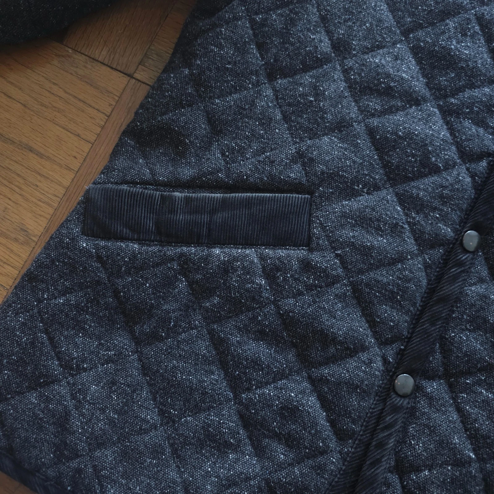 JOURNAL STANDARD Made in France Tweed Wool Blend Quilted Jacket Gray Medium - product detail image 6