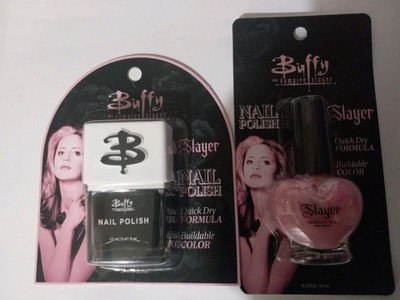 Buffy the Vampire Slayer Pink and Black Nail Polish Halloween Lot Of 2