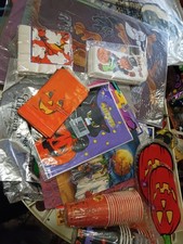 Vintage Halloween Decoration Party Supplies Lot Toys Napkins Wax Cups Spooky Lot